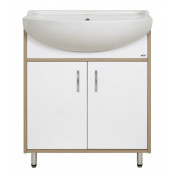 Тумба с раковиной Misty Делла 70 напольная прямая белое/светлое дерево