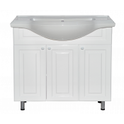 Тумба с раковиной Misty Рио 105 прямая белая эмаль