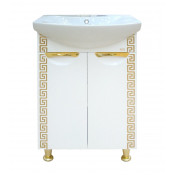 Тумба с раковиной Misty Престиж 60 белая/золотая патина