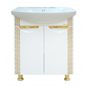 Тумба с раковиной Misty Престиж 70 белая/золотая патина