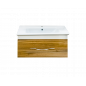 Тумба с умывальником Misty Турин 60 подвесная орех глянец/белый