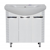 Тумба с раковиной Misty Престиж 80 белая/серебряная патина