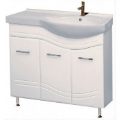 Тумба с раковиной Misty Флори 85 прямая с бельевой корзиной правая