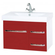 Тумба Misty Эмилия 75 подвесная красная с доводчиками