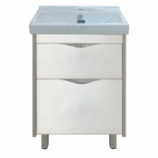 Тумба под раковину Misty Фест 60 с 2 ящиками красная эмаль/стекло