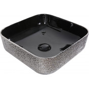 Раковина накладная Mira MR-3939BS черный/серебро