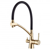 Смеситель для кухни Ledeme L4855Y-2 чёрный/золото