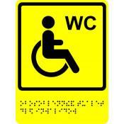 Тактильно-визуальный знак - Туалет для инвалидов 150х200, текст Брайля, полистирол