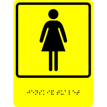 Тактильно-визуальный знак - Женский туалет 150х200, текст Брайля, полистирол