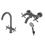 Комплект смесителей Orange Mia M34-381gr графит матовый