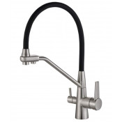 Смеситель для кухни Zorg Steel Hammer SH 903-6 SATIN сатин/черный