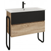 Тумба под раковину Grossman Солис 85 108501 дуб сонома/черный