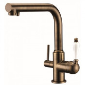 Смеситель для кухни Kaiser Vincent 31144-1 под фильтр античная бронза/белый