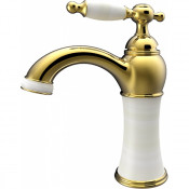Смеситель для раковины Kaiser Retro 31411 золото/белый