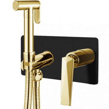 Гигиенический душ со смесителем Boheme Venturo 387-B черный/золото
