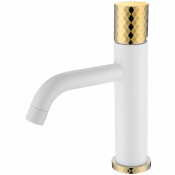 Смеситель для раковины Boheme Stick 121-WG белый/золото