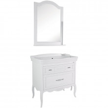 Комплект мебели для ванной ASB-Woodline Модерн 85 1124701 белый с патиной серебро