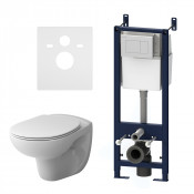 Унитаз подвесной с инсталляцией Am.Pm Sense IS301.741700 с сиденьем микролифт и клавишей