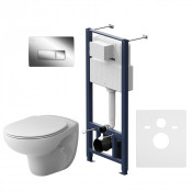 Унитаз подвесной с инсталляцией Am.Pm Sense IS48051.741700 с сиденьем микролифт и клавишей