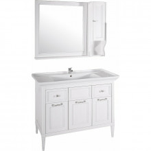 Комплект мебели для ванной ASB-Woodline Гранда 105 1148601 белый с патиной/серебро