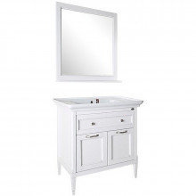 Комплект мебели для ванной ASB-Woodline Гранда 85 1148702 белый с патиной/серебро