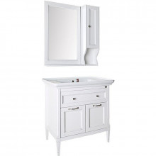 Комплект мебели для ванной ASB-Woodline Гранда 85 1148703 белый с патиной/серебро