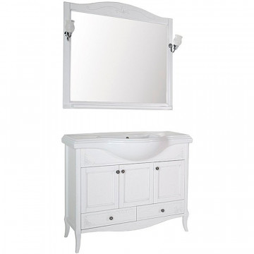 Комплект мебели для ванной ASB-Woodline Салерно 105 969701 белый с патиной/серебро