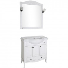 Комплект мебели для ванной ASB-Woodline Салерно 80 969601 белый с патиной/серебро