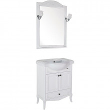 Комплект мебели для ванной ASB-Woodline Салерно 65 969501 белый с патиной/серебро