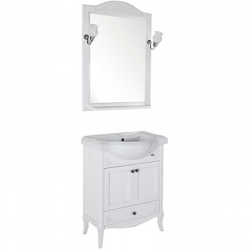 Комплект мебели для ванной ASB-Woodline Салерно 65 969501 белый с патиной/серебро
