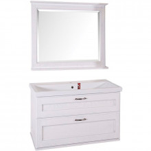 Комплект мебели для ванной ASB-Woodline Прато 100 965101 белый с патиной/серебро