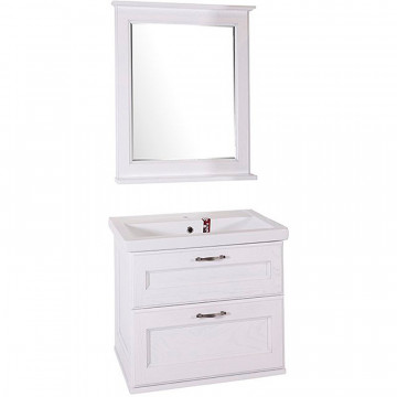Комплект мебели для ванной ASB-Woodline Прато 70 965001 белый с патиной серебро