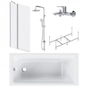 Акриловая ванна со шторкой и душевой системой Am.Pm Gem W90ASET-150D3W5