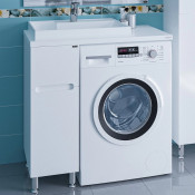 Тумба с раковиной напольная Санта Лондон 29 224028 с бельевой корзиной белый