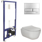 Подвесной унитаз с инсталляцией Berges Novum 047213 кнопка хром