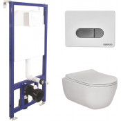 Подвесной унитаз с инсталляцией Berges Novum 047237 кнопка хром/белая