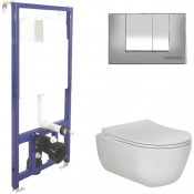 Подвесной унитаз с инсталляцией Berges Novum 047243 кнопка хром