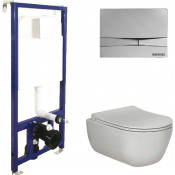 Подвесной унитаз с инсталляцией Berges Novum 047253 кнопка хром