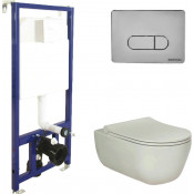 Подвесной унитаз с инсталляцией Berges Novum 043201 кнопка хром