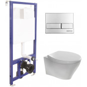 Подвесной унитаз с инсталляцией Berges Novum 045213 кнопка хром