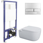 Подвесной унитаз с инсталляцией Berges Novum 043233 кнопка хром