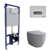 Подвесной унитаз с инсталляцией Berges Novum 043262 кнопка белая/хром