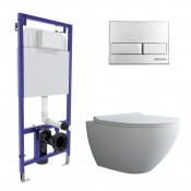 Подвесной унитаз с инсталляцией Berges Novum 043272 кнопка хром