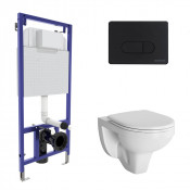 Подвесной унитаз с инсталляцией Berges Novum 042418 кнопка черная