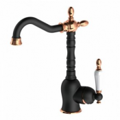 Смеситель для раковины GPD Retro Colored MTL180-S-R черный/розовое золото