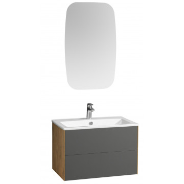 Комплект мебели для ванной Акватон Сохо 75 R дуб веллингтон/графит софт