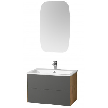 Комплект мебели для ванной Акватон Сохо 75 L дуб веллингтон/графит софт