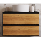 Тумба с раковиной Аллигатор Либерти 80 черный/дуб американский