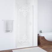 Душевая дверь в нишу Vegas ЕР 90 01 ARTDECO D2 белый/прозрачное с матовым рисунком