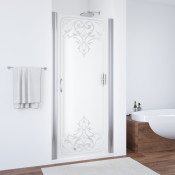Дверь в душевой проем Vegas ЕР 75 08 ARTDECO D1 глянцевый хром/матовое с прозрачным рисунком